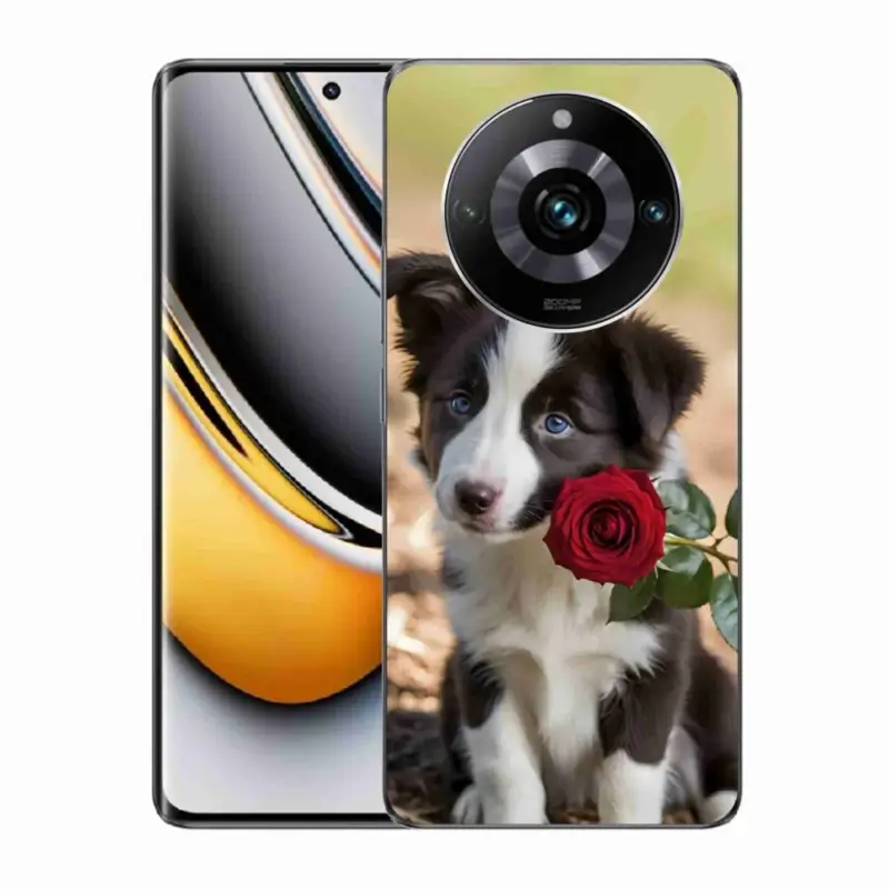 Gelový kryt mmCase na Realme 11 Pro 5G/11 Pro+ 5G - roztomilá border kolie s růží Nízká Cena