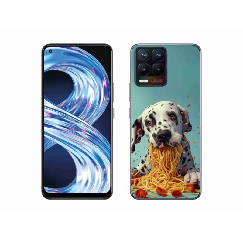Novinka Gelový kryt mmCase na Realme 8 4G - dalmatin a špagety