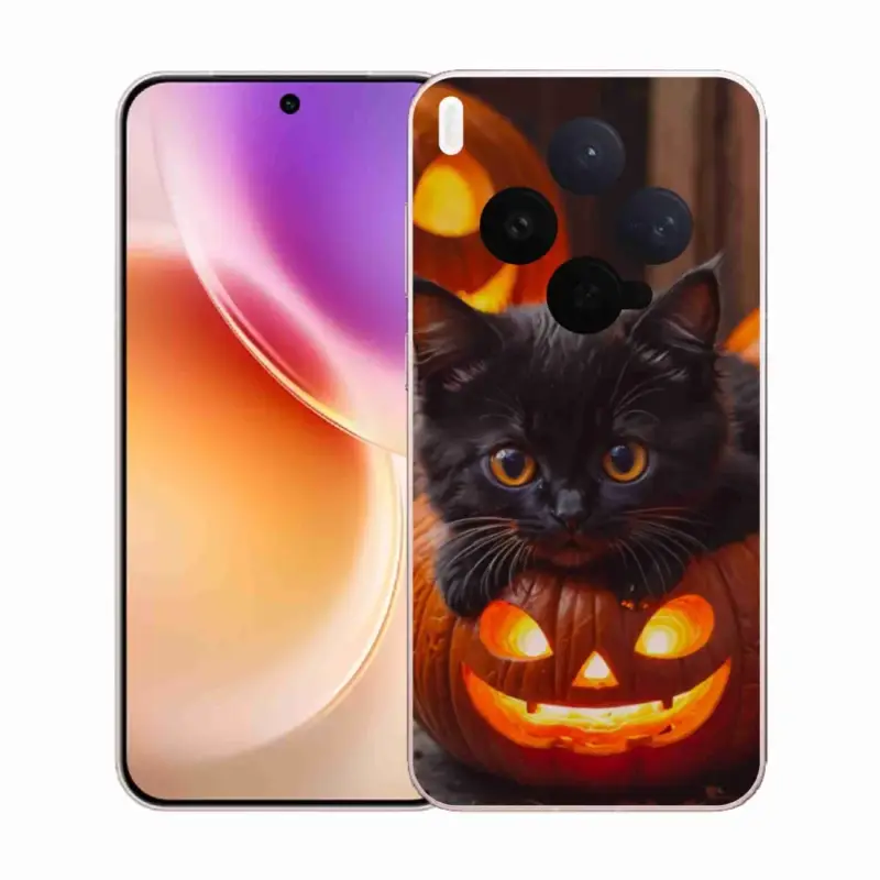 Horká Nabídka Gelový kryt mmCase na Vivo X300 5G - kotě a dýně
