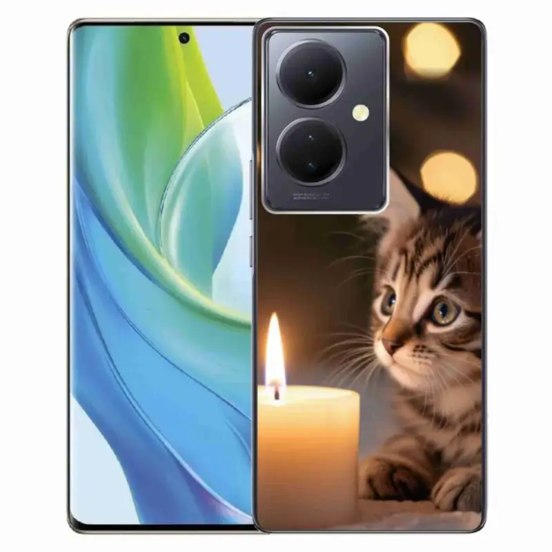 Přímo Od Výrobce Gelový kryt mmCase na Vivo V29 Lite 5G - kotě a svíčka