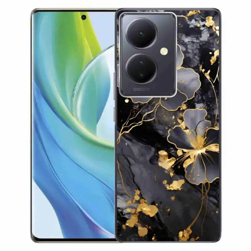 Akce Gelový kryt mmCase na Vivo V29 Lite 5G - zlaté květy