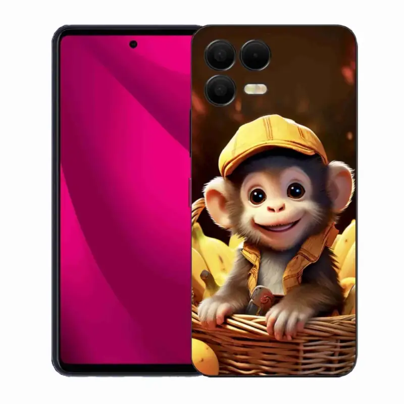 Gelový kryt mmCase na T phone 3 Pro - opice v košíku Nová Kolekce