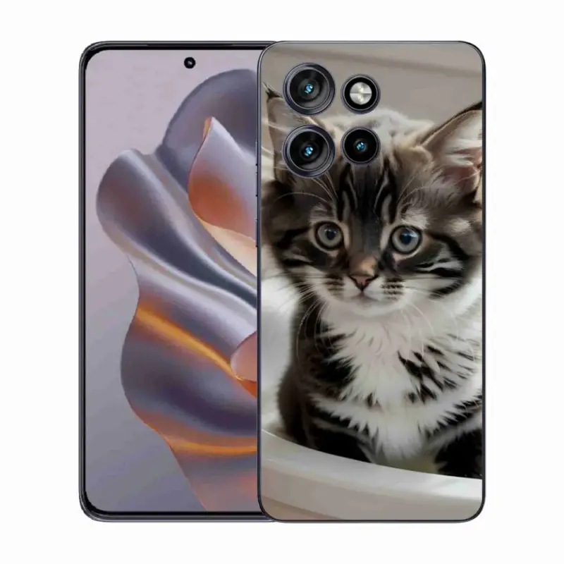 Autentický Gelový kryt mmCase na Motorola Edge 50 Neo - zvědavé kotě