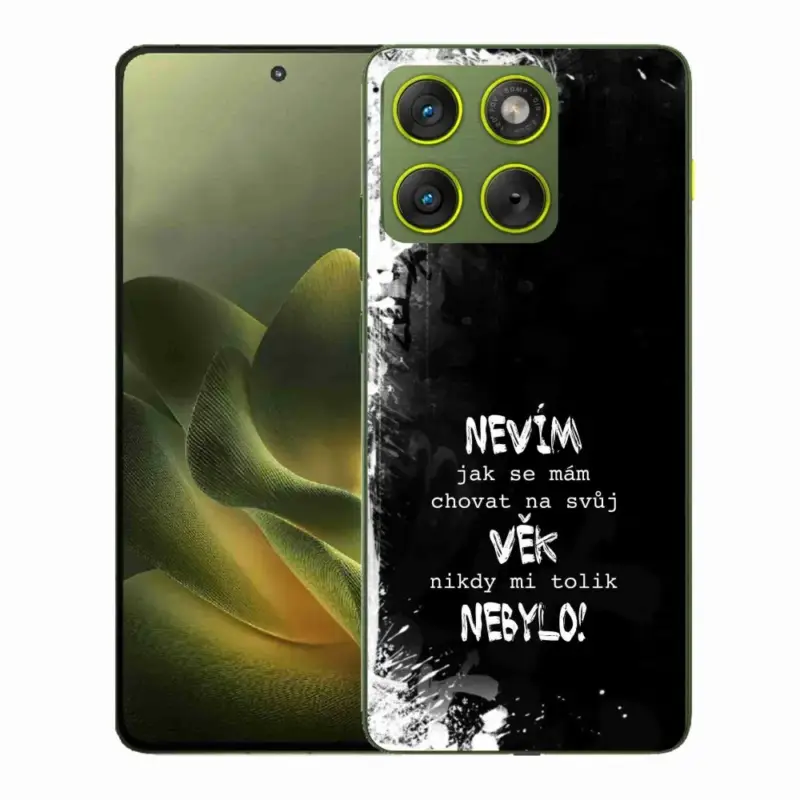 Gelový kryt mmCase na Motorola Edge 70 - vtipný text 14 černé pozadí Bezpečná Platba