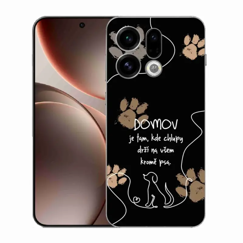 Gelový kryt mmCase na Oppo Find X9 - psí motiv černé pozadí Nejprodávanější