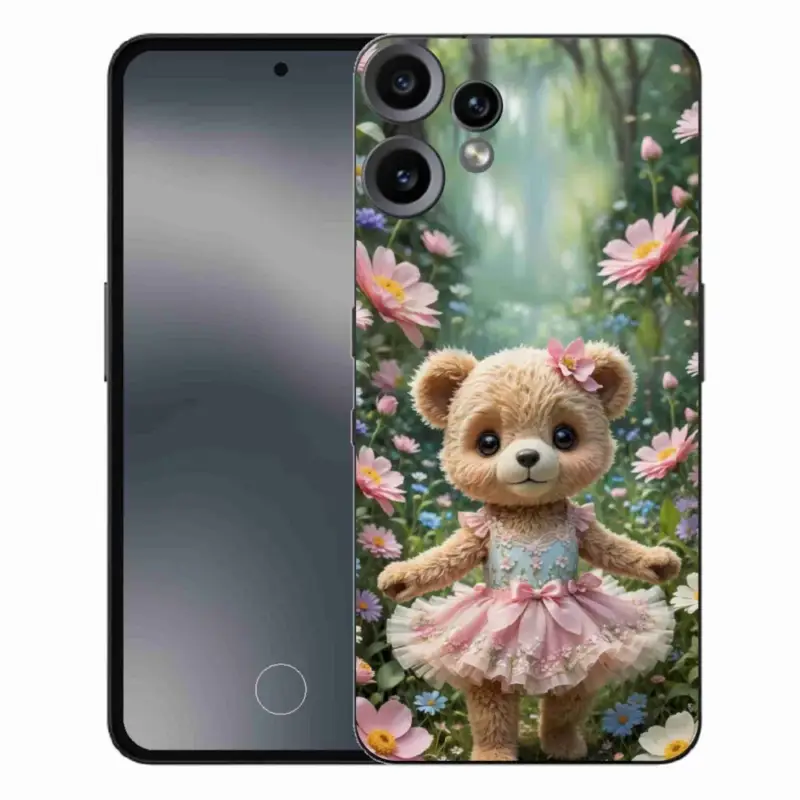 Tovární Cena Gelový kryt mmCase na Nothing CMF Phone 2 Pro - roztomilý medvídek v květinách