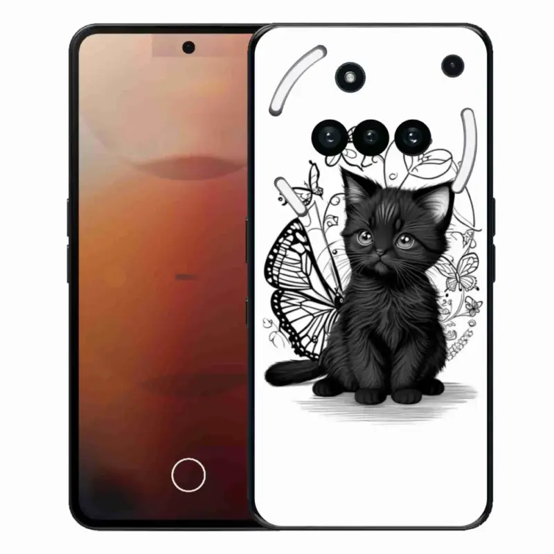 Aktuální Gelový kryt mmCase na Nothing Phone (3a) - černé kotě