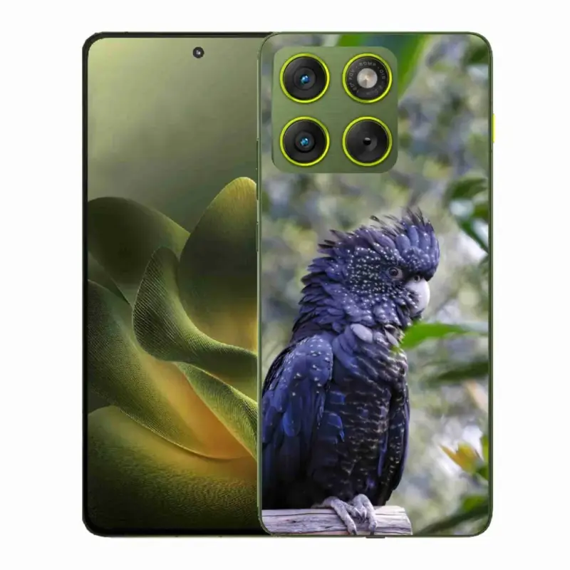 Autentický Gelový kryt mmCase na Motorola Edge 70 - papoušek kakadu černý
