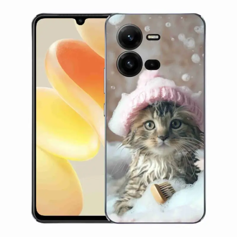 Gelový kryt mmCase na Vivo X80 Lite - kotě a koupel Originální