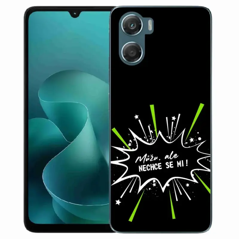 Vysoce Kvalitní Gelový kryt mmCase na Motorola G06/G06 Power - vtipný text 11 černé pozadí