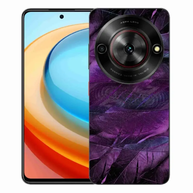 Gelový kryt mmCase na ZTE Blade A75 - fialová pírka Omezená Nabídka