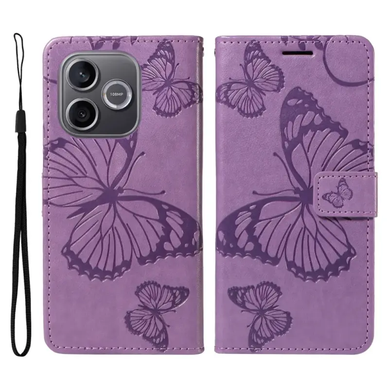 Nová Kolekce Big Butterfly knížkové pouzdro na Honor 600 Lite 5G - fialové