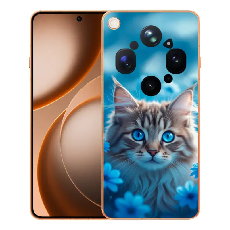 Gelový kryt mmCase na Oppo Find X9 Ultra - koťátko v modrých květech Nakupujte Hned