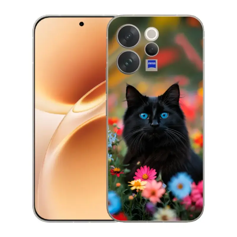 Gelový kryt mmCase na Vivo V70 - černé kotě 4 Sezónní Sleva