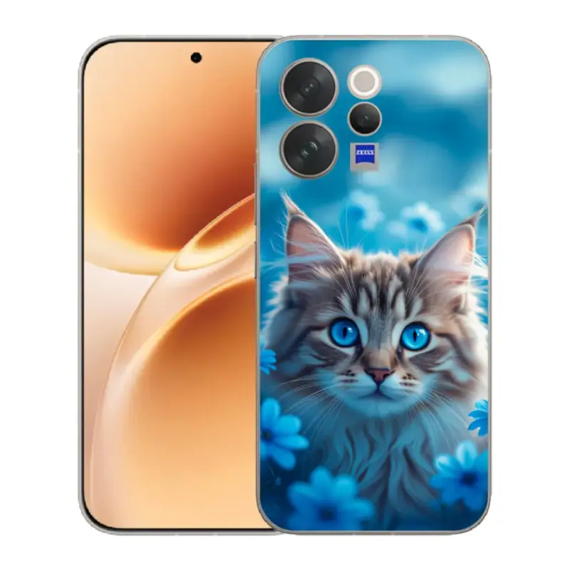 Originální Gelový kryt mmCase na Vivo V70 - koťátko v modrých květech