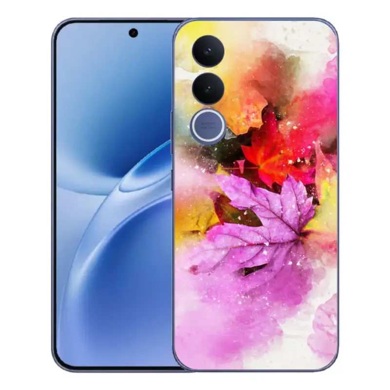 Gelový kryt mmCase na Vivo V70 FE - barevné listy Speciální Cena