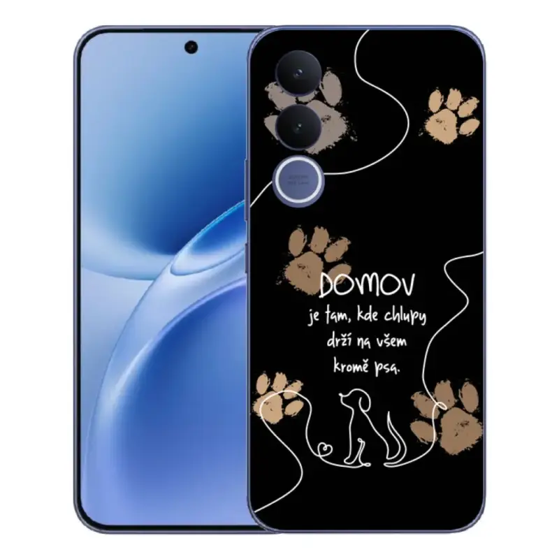 Ihned K Objednání Gelový kryt mmCase na Vivo V70 FE - psí motiv černé pozadí