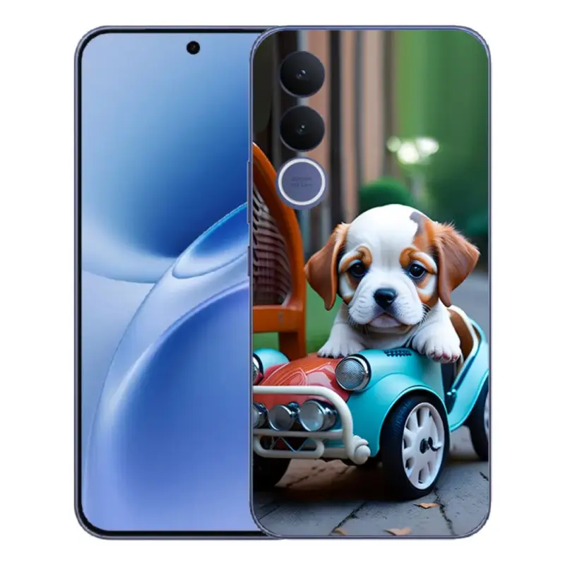 Ihned K Objednání Gelový kryt mmCase na Vivo V70 FE - štěně v retro autě