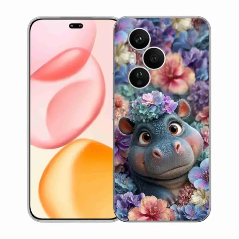 Gelový kryt mmCase na Honor 400 Pro - hrošík v květinách Odeslání Ihned