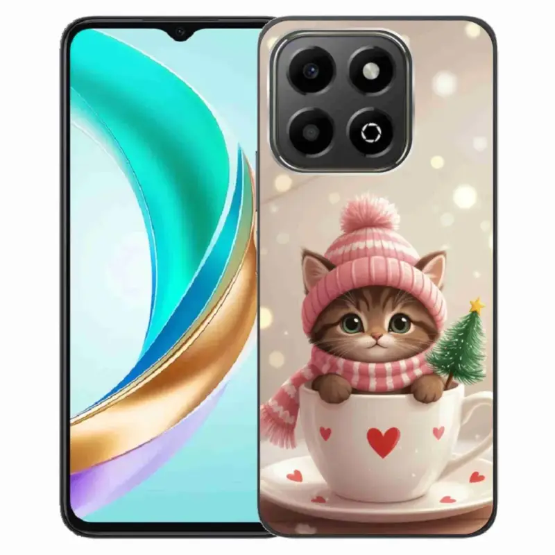 Výprodej Gelový kryt mmCase na Honor X6b - vánoční kotě v hrnku