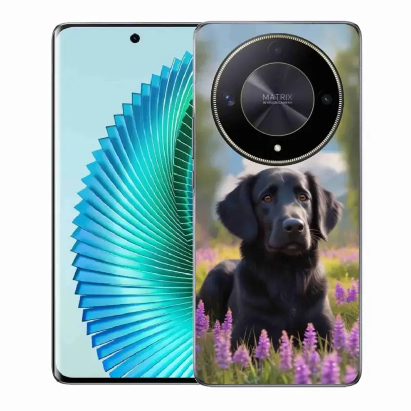 Gelový kryt mmCase na Honor Magic 6 Lite 5G - elegantní černý retrívr Vysoce Kvalitní