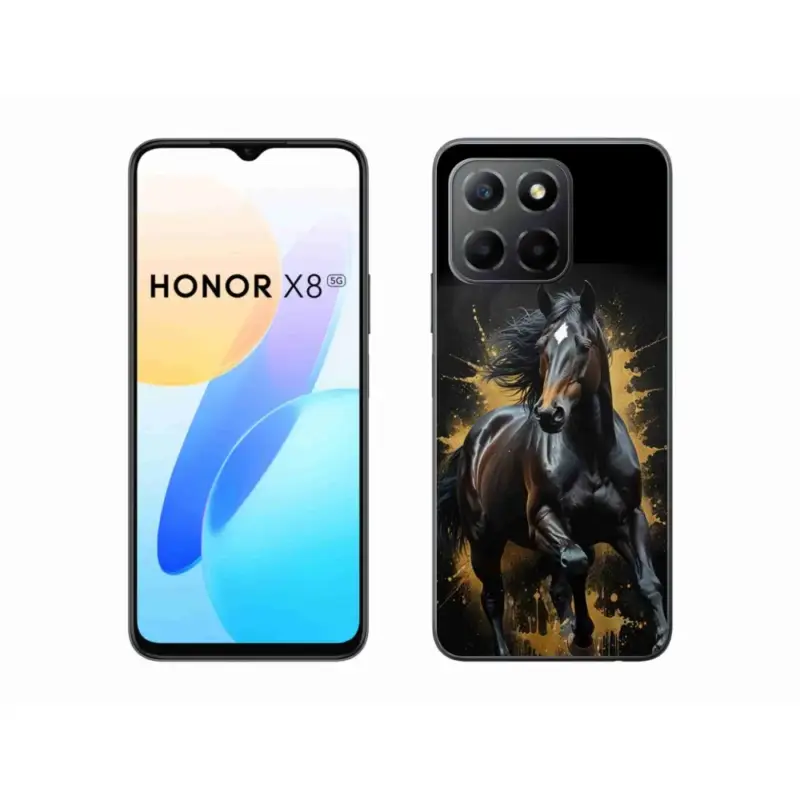 Gelový kryt mmCase na Honor X8 5G/Honor 70 Lite - elegantní černý hřebec Nakupujte Hned