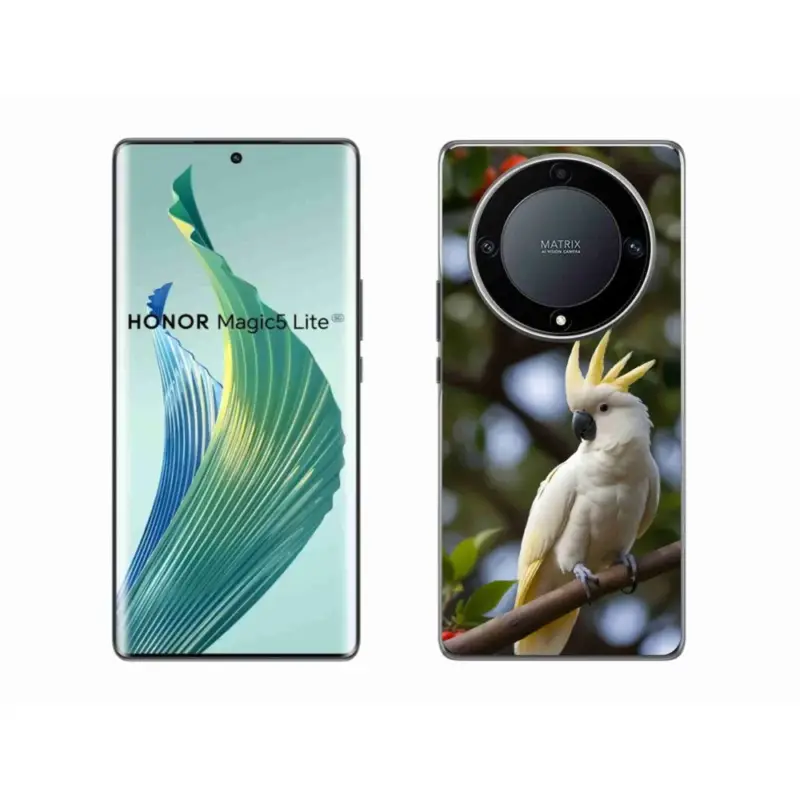 Gelový kryt mmCase na Honor Magic 5 Lite - papoušek kakadu 3 Poslední Šance