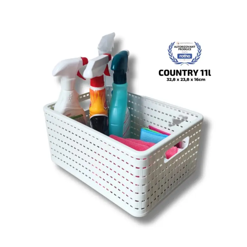 2. jakost - Plastový košík COUNTRY, rovný, bílý (11l - 33x24x16) Nejprodávanější