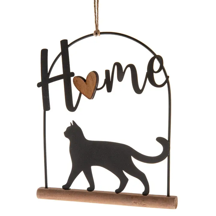 Závěsná dekoraceKOČKA HOME - černá/přírodní Výprodej