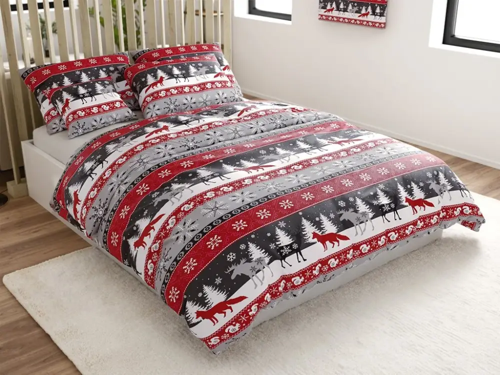 Mikroplyšové povlečení SNOWY FOREST šedé Kup Teď