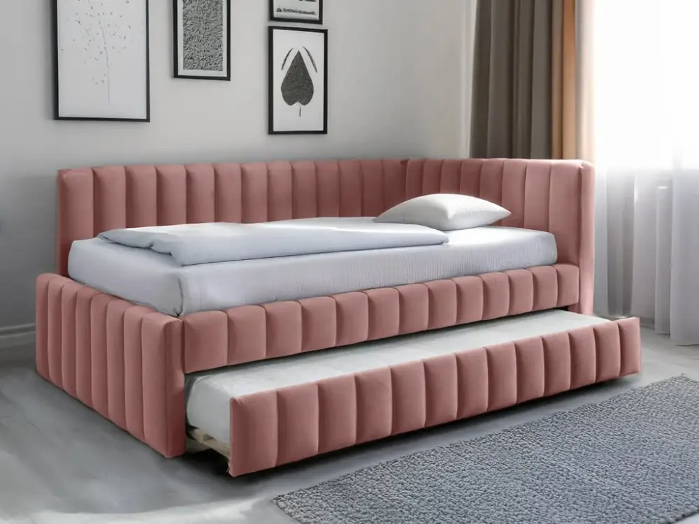 Super Cena Čalouněná postel COMFINO VELVET s přistýlkou 120x200 cm růžováKRONOS 29